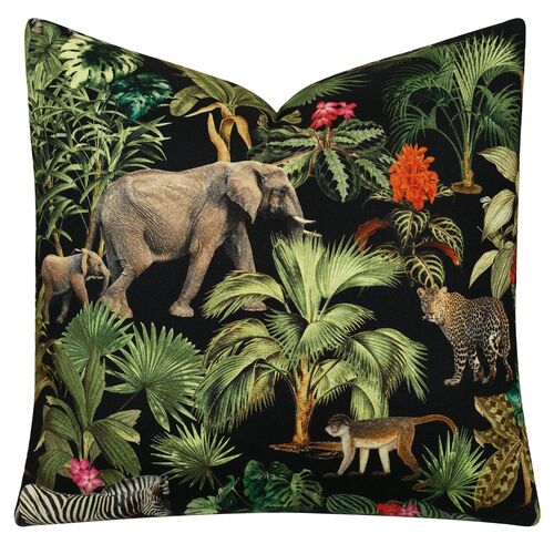 Mowgli Jungle Pillow, Black/Multi 1 Mowgli Jungle Pillow, Black/Multi
