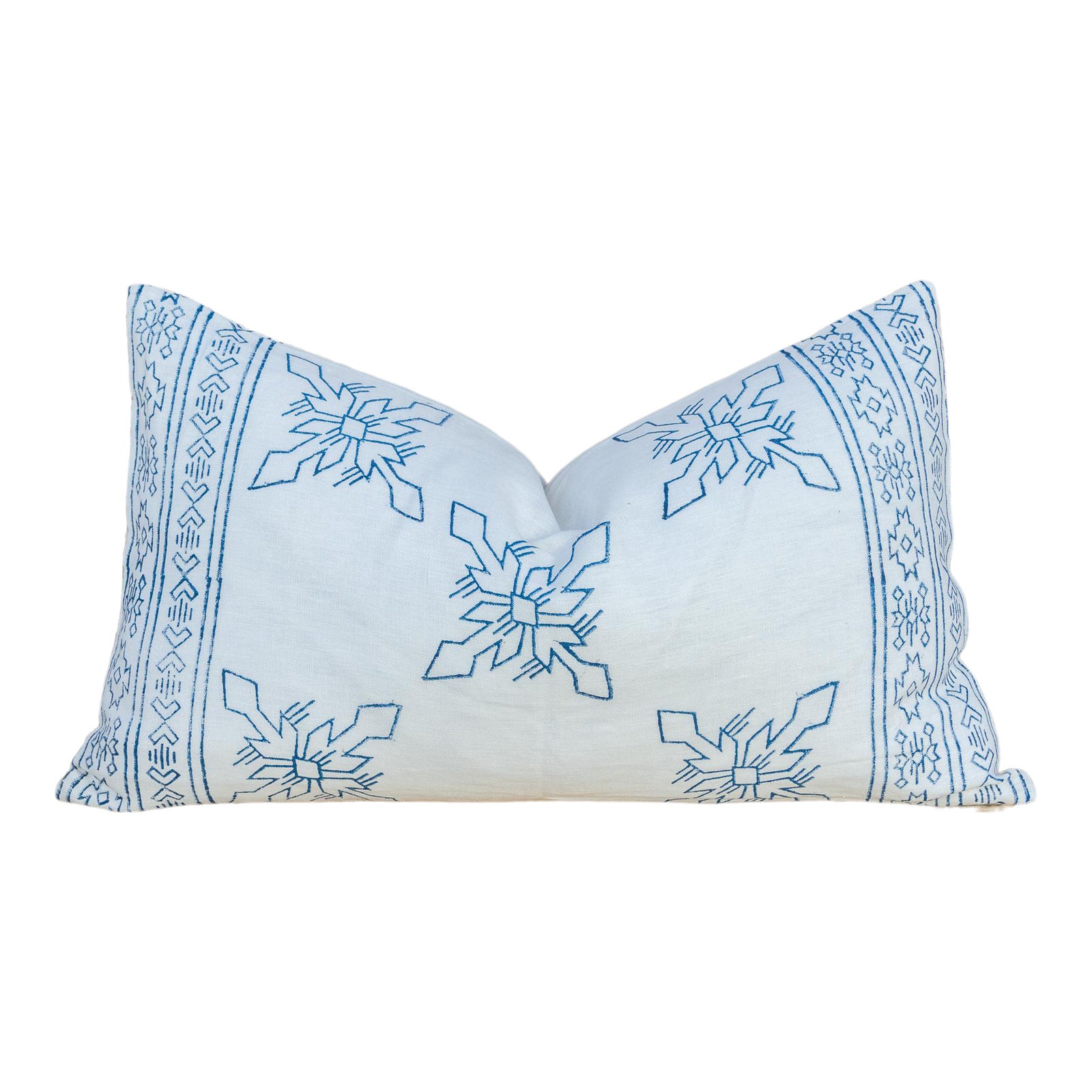 White Itzcali Aztec Block Print Pillow