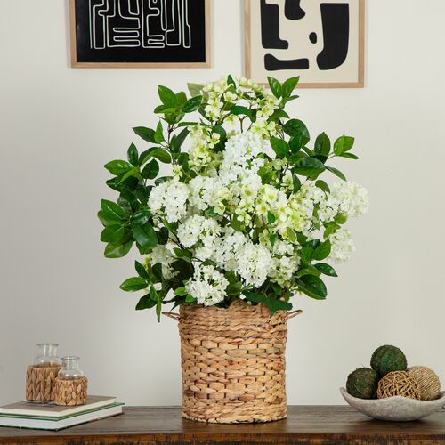31" Faux Mixed Flower Arrangement in Hyacinth Weave Basket 2 31" Faux Mixed Flower Arrangement in Hyacinth Weave Basket