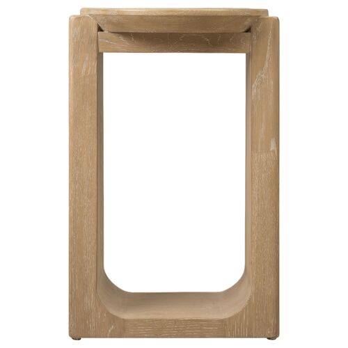 Helena Oak/ Marble Inlay Spot Table, Natural 2 Helena Oak/ Marble Inlay Spot Table, Natural