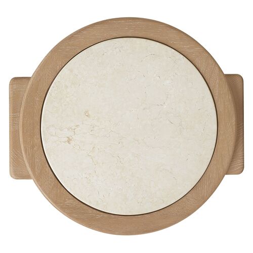 Helena Oak/ Marble Inlay Spot Table, Natural 3 Helena Oak/ Marble Inlay Spot Table, Natural