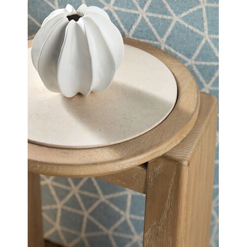 Helena Oak/ Marble Inlay Spot Table, Natural 4 Helena Oak/ Marble Inlay Spot Table, Natural