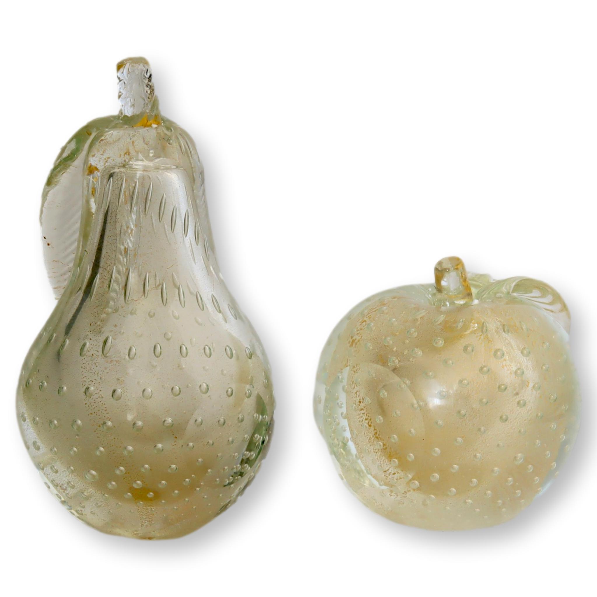 Midcentury Murano Pear & Apple Bookends 2 Midcentury Murano Pear & Apple Bookends