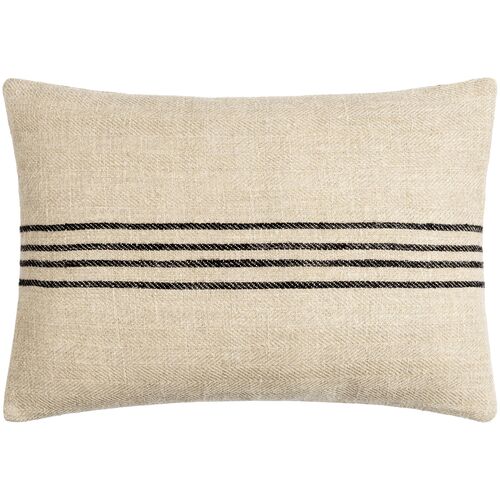 Brett Linen Stripe Lumbar Pillow,Brown/Black 1 Brett Linen Stripe Lumbar Pillow,Brown/Black