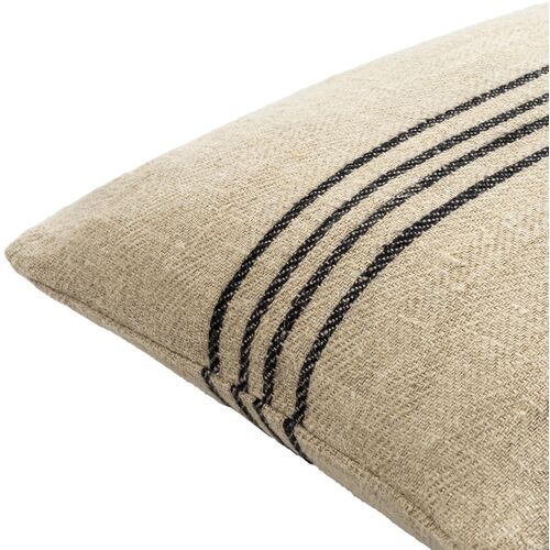 Brett Linen Stripe Lumbar Pillow,Brown/Black 3 Brett Linen Stripe Lumbar Pillow,Brown/Black
