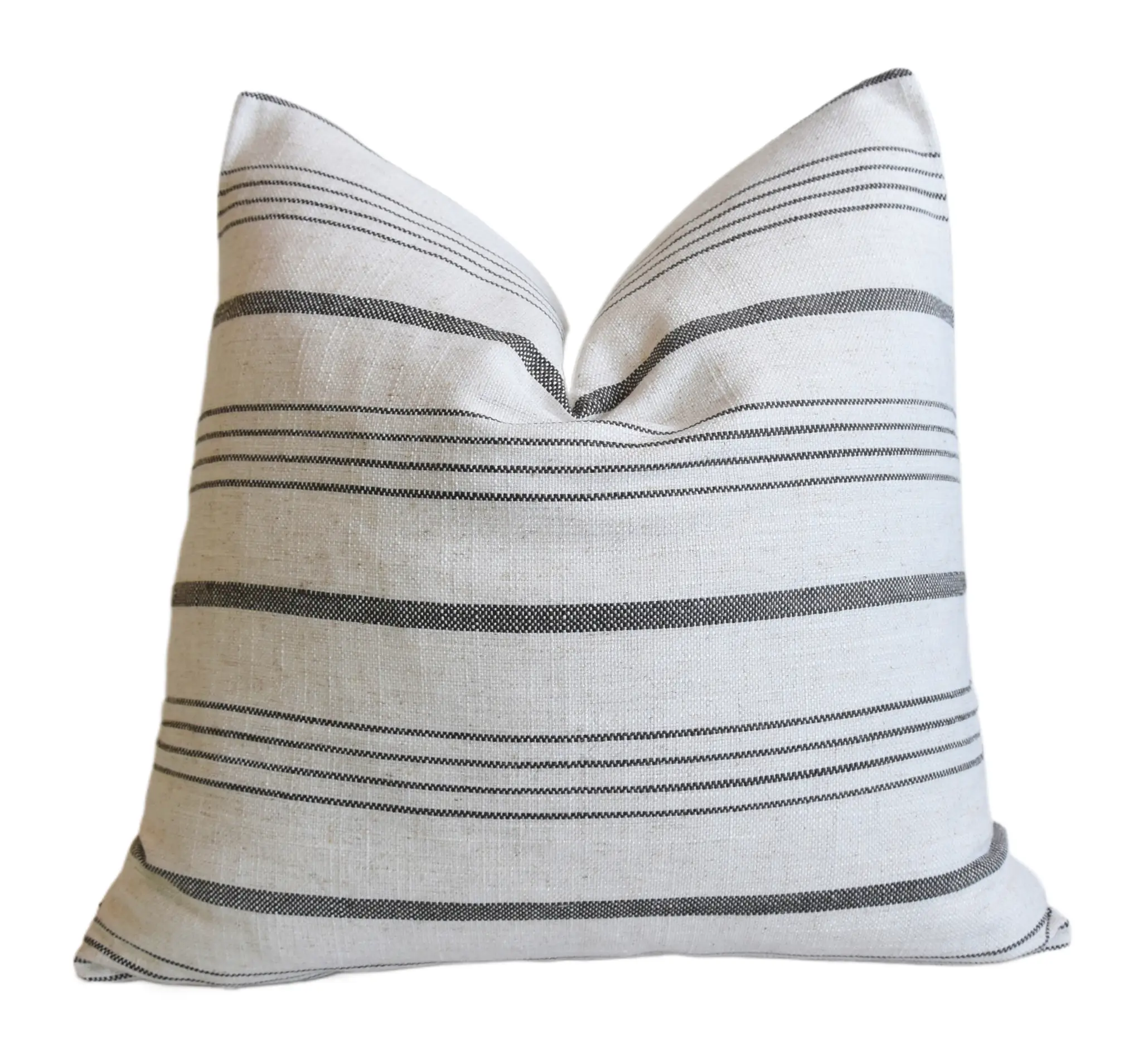 Woven Charcoal Gray Striped Pillow