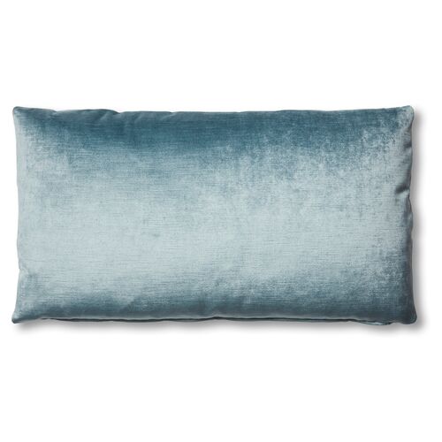 Ada Long Lumbar Pillow, Denim Blue Velvet