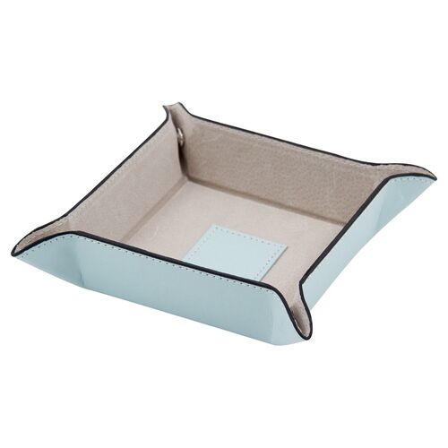Leather Valet Tray, Sky Blue