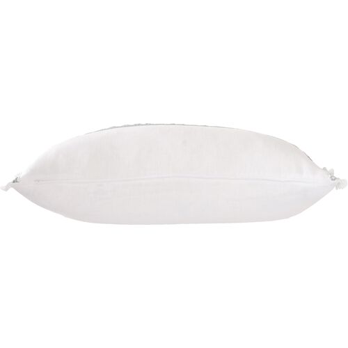 Lotty 15x26 Horizontal Leaf Lumbar Pillow, White/Blue 3 Lotty 15x26 Horizontal Leaf Lumbar Pillow, White/Blue