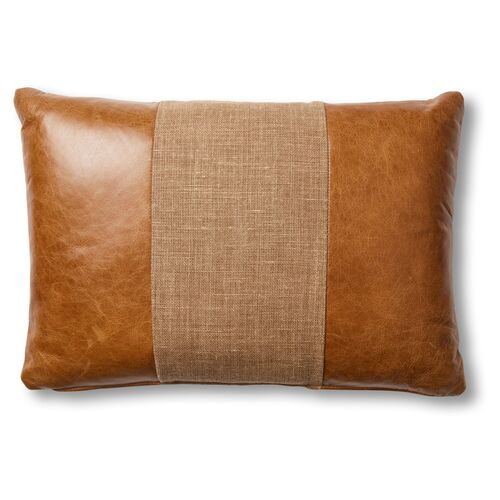 Abby 15x23 Lumbar Pillow, Brown Leather