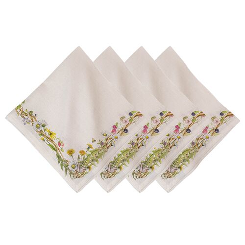 S/4 Meadow Walk Linen Napkins, Multi 1 S/4 Meadow Walk Linen Napkins, Multi