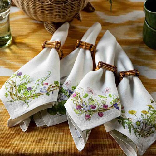 S/4 Meadow Walk Linen Napkins, Multi 4 S/4 Meadow Walk Linen Napkins, Multi