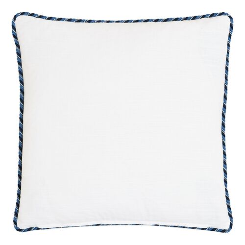 Marina Chevron Trim Pillow, White/Blue 2 Marina Chevron Trim Pillow, White/Blue