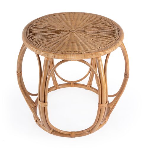 Micah Woven Rattan Round End Table, Natural 1 Micah Woven Rattan Round End Table, Natural