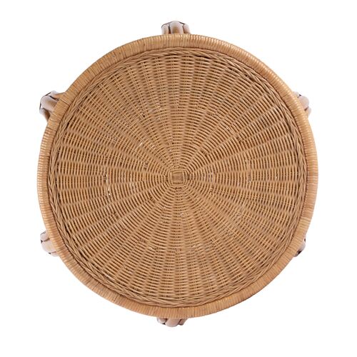 Micah Woven Rattan Round End Table, Natural 4 Micah Woven Rattan Round End Table, Natural