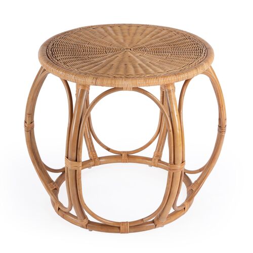 Micah Woven Rattan Round End Table, Natural 5 Micah Woven Rattan Round End Table, Natural