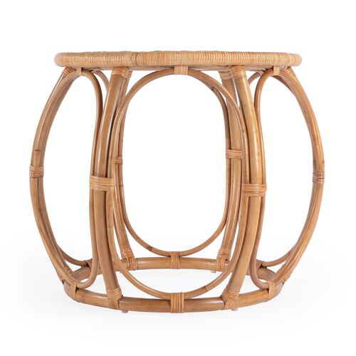 Micah Woven Rattan Round End Table, Natural 6 Micah Woven Rattan Round End Table, Natural