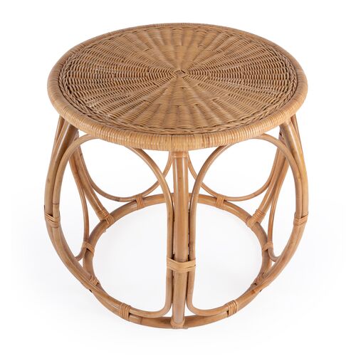 Micah Woven Rattan Round End Table, Natural 7 Micah Woven Rattan Round End Table, Natural