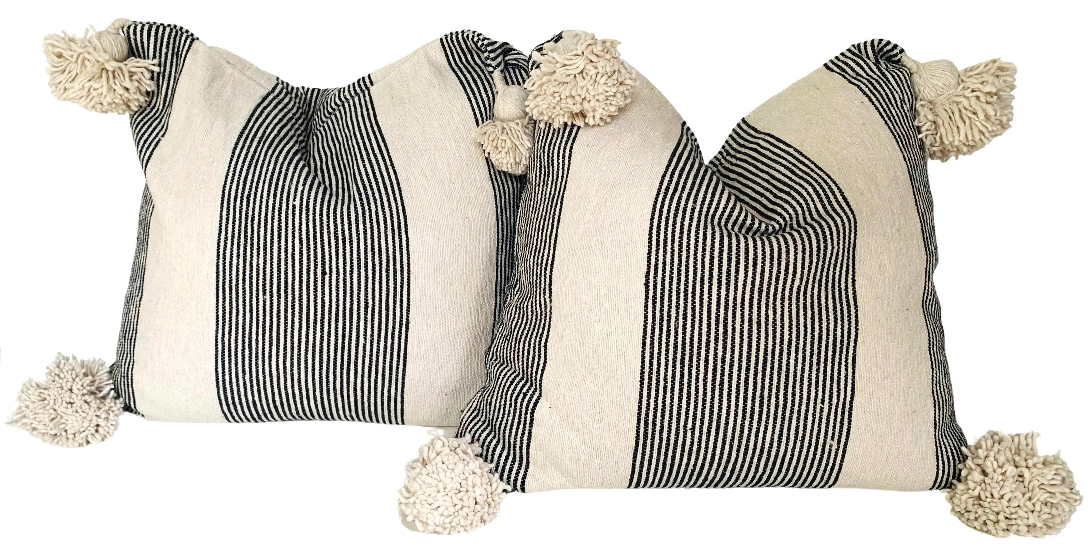 Moroccan Handloomed Pom-Pom Pillows, Pr 2 Moroccan Handloomed Pom-Pom Pillows, Pr