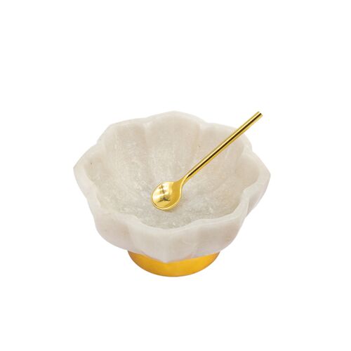 Haji Marble Lotus Spice Dish With Spoon
