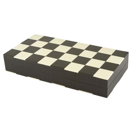 Bone Chess Set, Ivory/Black 2 Bone Chess Set, Ivory/Black
