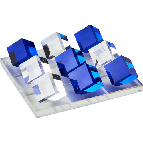 Lucite Tic-Tac-Toe Set, Blue
