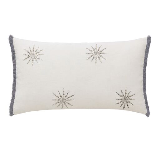 Celeste Sequin Star Fringe Lumbar Pillow, Silver 1 Celeste Sequin Star Fringe Lumbar Pillow, Silver