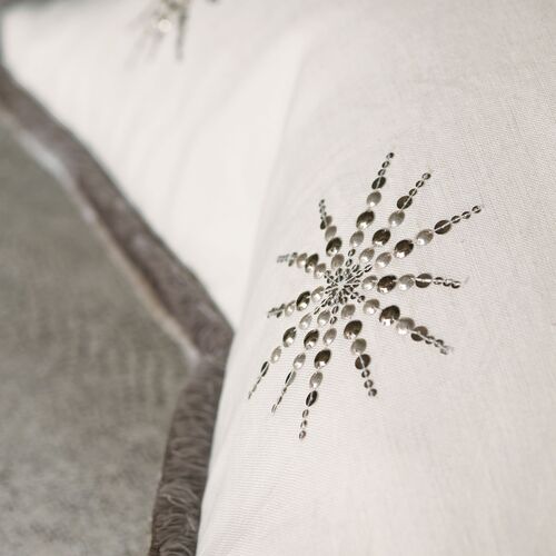 Celeste Sequin Star Fringe Lumbar Pillow, Silver 4 Celeste Sequin Star Fringe Lumbar Pillow, Silver