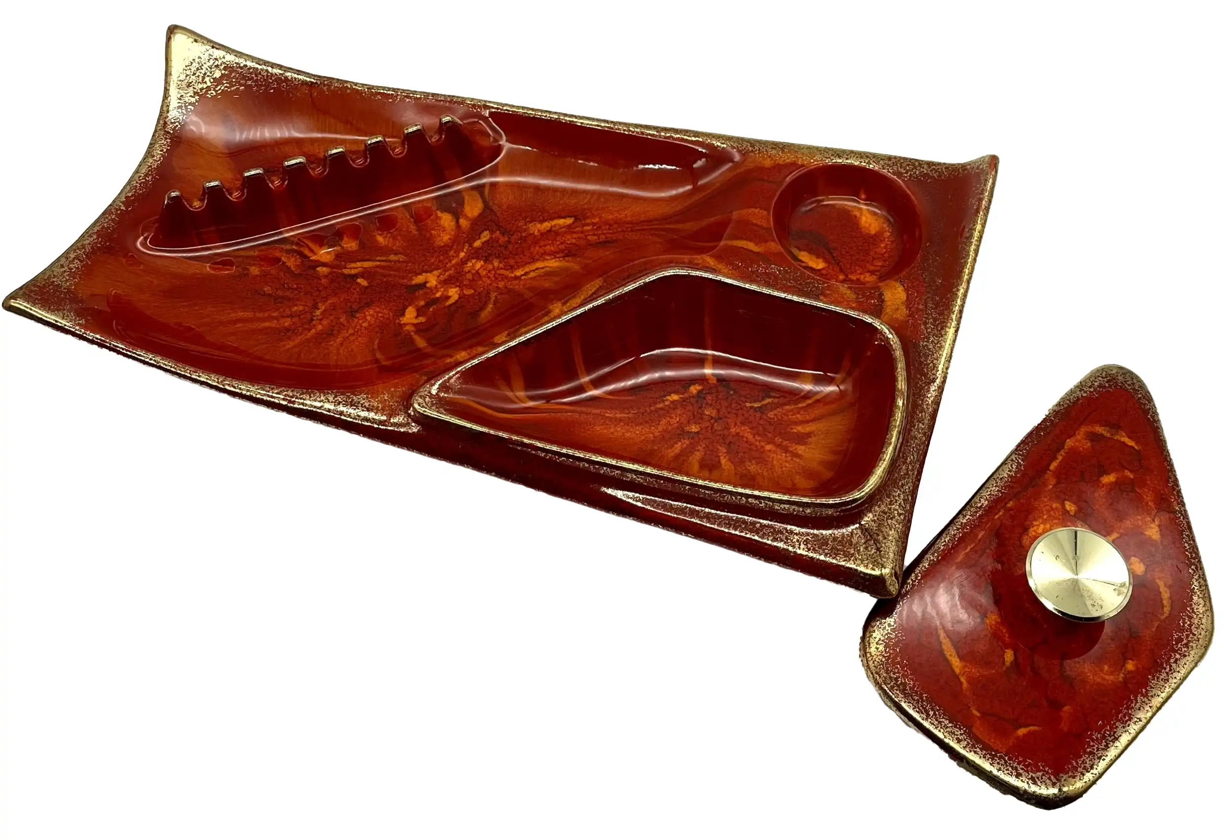 1960s Red & Gold Desk Set 2 1960s Red & Gold Desk Set