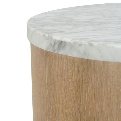 Audrey Round Marble Top Side Table, Natural/White 2 Audrey Round Marble Top Side Table, Natural/White