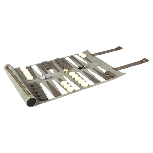 Rolled Backgammon Set, Gray 1 Rolled Backgammon Set, Gray