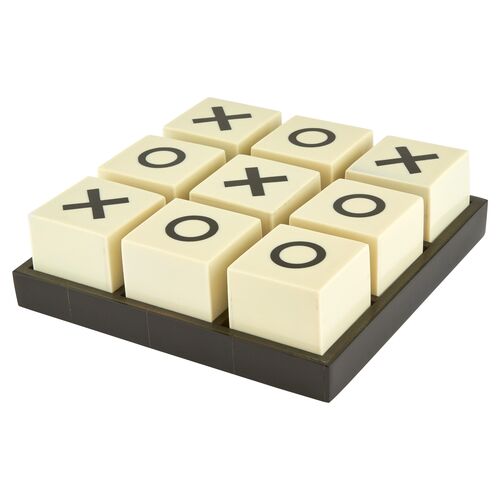 Bone Tic-Tac-Toe Set, Black