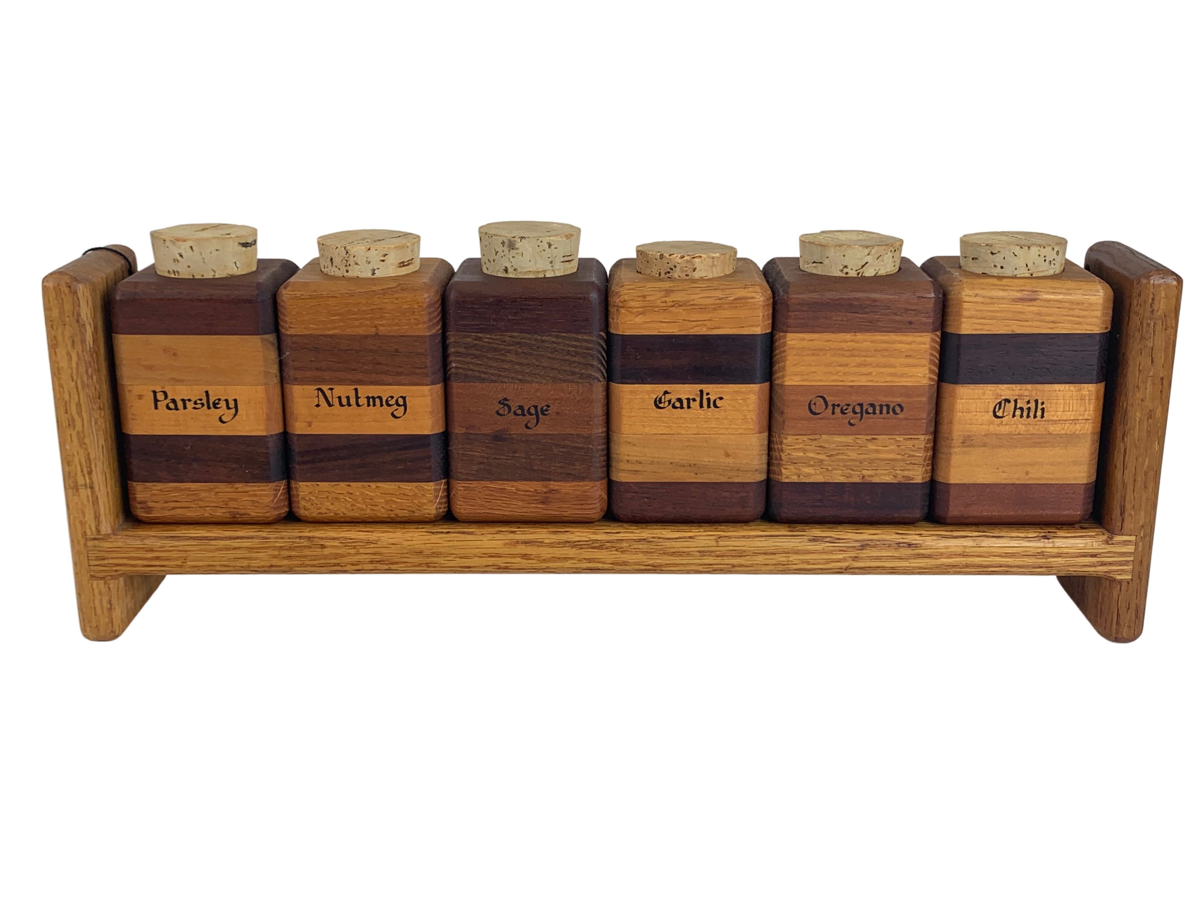 Hand-Made Modernist Wood Spice Jar Rack 1 Hand-Made Modernist Wood Spice Jar Rack