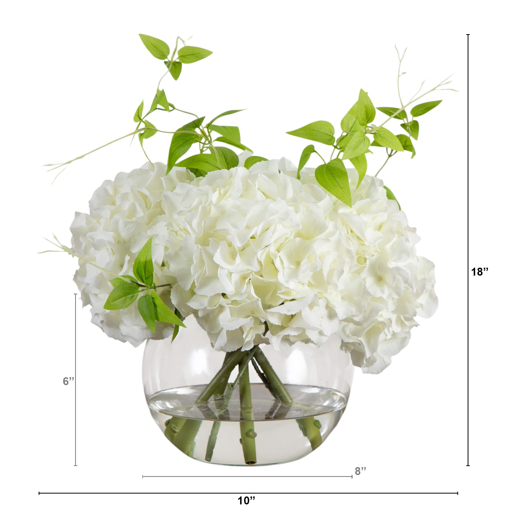 18" Hydrangea Arrangement in Glass Vase 2 18" Hydrangea Arrangement in Glass Vase