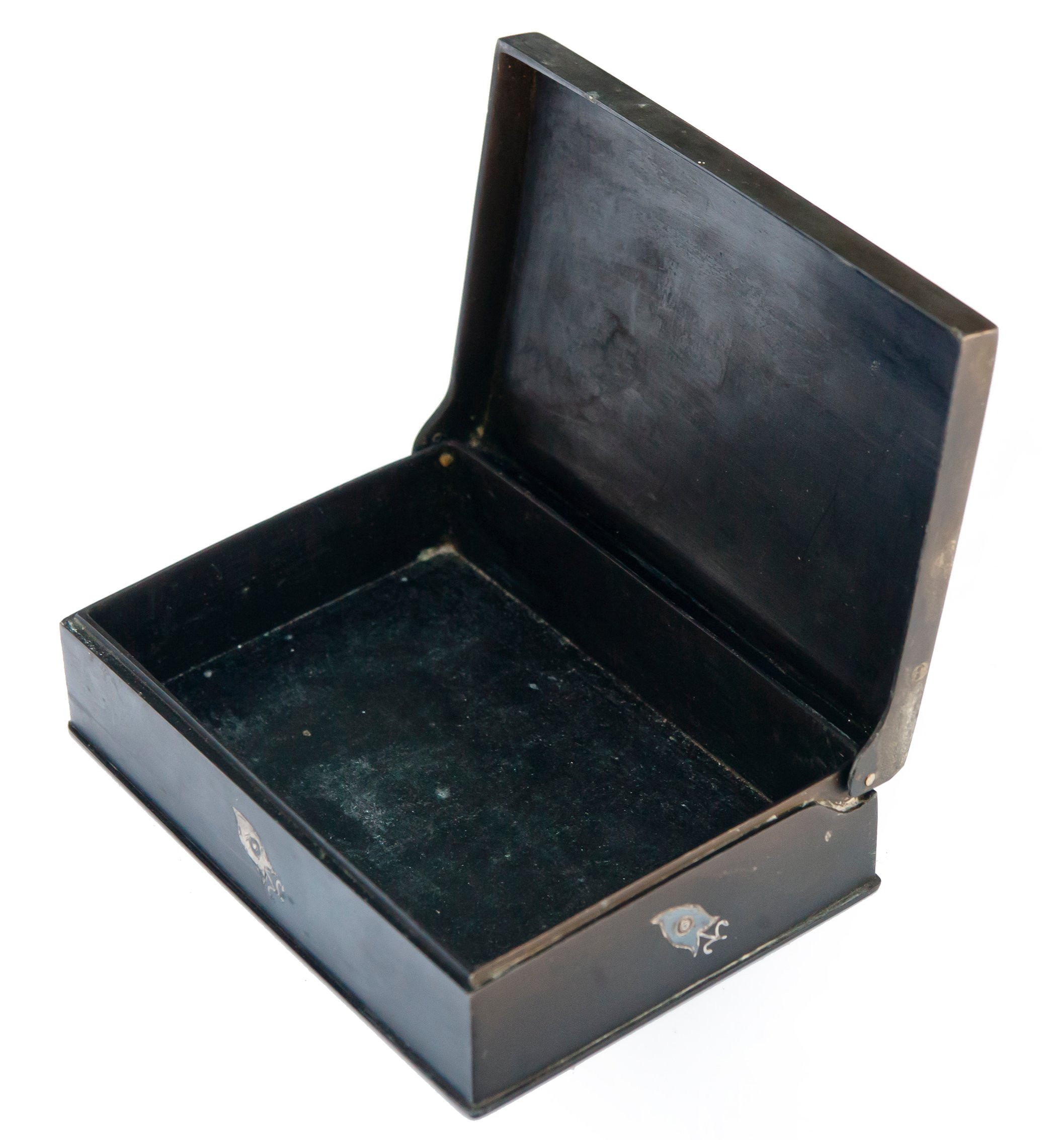 Antique India Pewter Box Sterling Inlaid 3 Antique India Pewter Box Sterling Inlaid