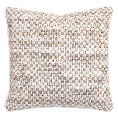 Serena Woven Chenllie Pillow, Ivory/White 1 Serena Woven Chenllie Pillow, Ivory/White