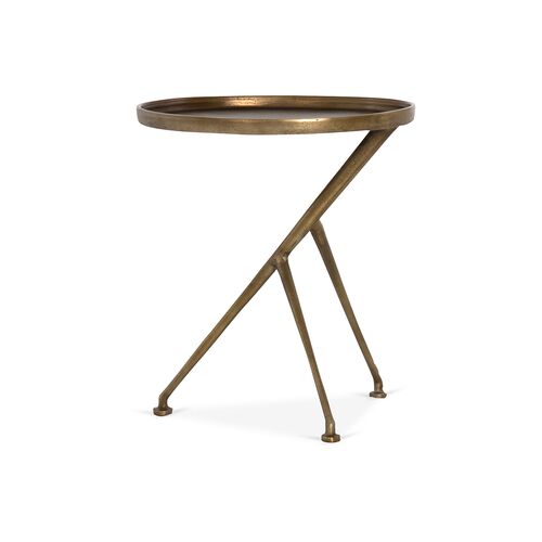 Amari Outdoor Accent Table, Antique Brass