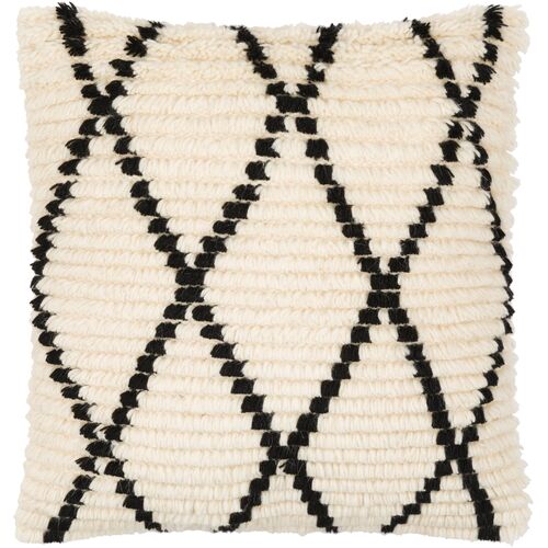 Benji Wool Pillow, Cream/Black 1 Benji Wool Pillow, Cream/Black