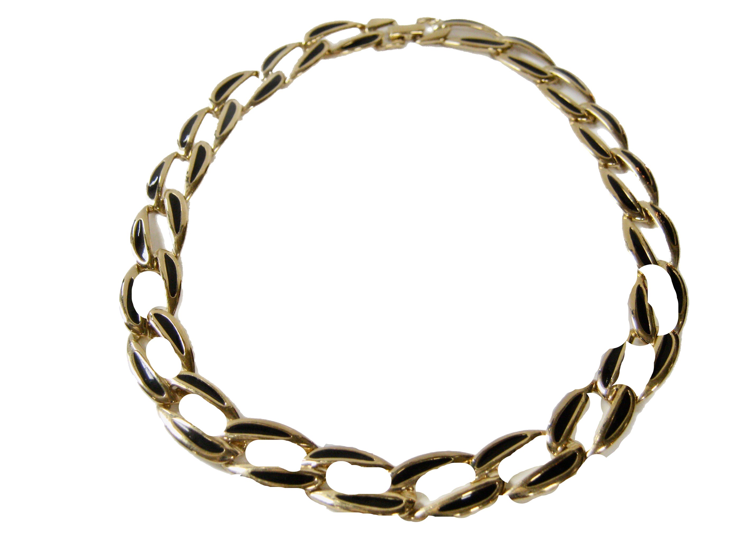 1980s Gold & Black Enamel Necklace 1 1980s Gold & Black Enamel Necklace