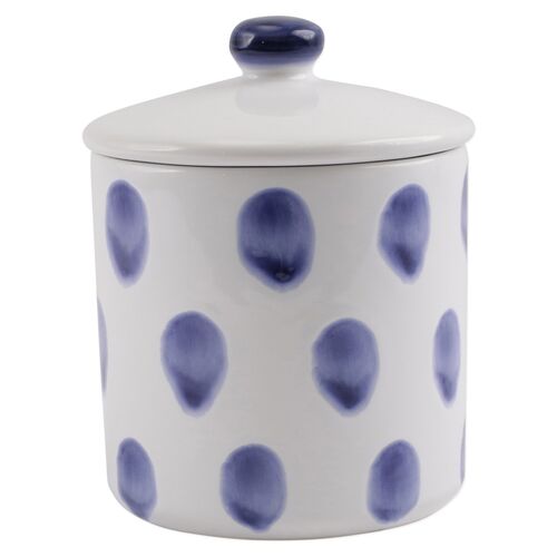 Santorini Dot Small Canister, White/Blue
