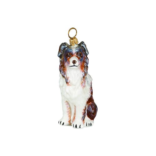 Australian Shepherd Ornament, White/Brown 1 Australian Shepherd Ornament, White/Brown