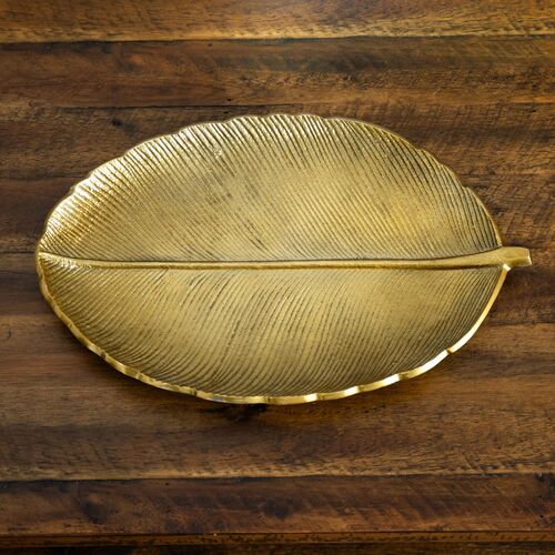 16in. Gold Leaf Decorative Accent Tray 9 16in. Gold Leaf Decorative Accent Tray