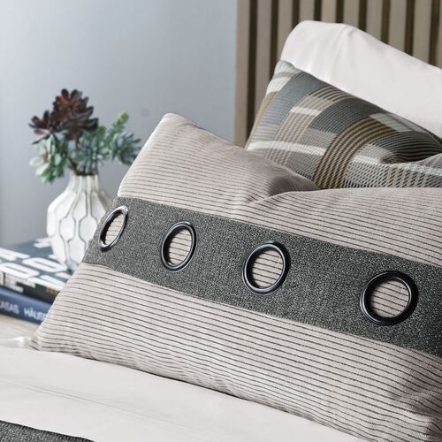 Hawke Grommet Lumbar Plllow, Stone/Smoke 4 Hawke Grommet Lumbar Plllow, Stone/Smoke