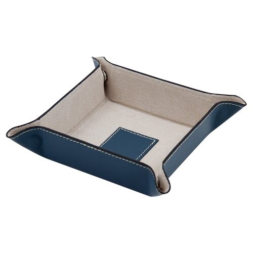 Leather Valet Tray, Blue