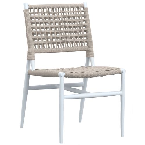 Taylin Outdoor Aluminum/Rope Armless Dining Chair, Frost