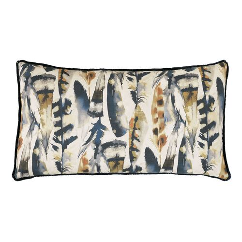Budgie Watercolor Feather Lumbar Pillow, Multi 1 Budgie Watercolor Feather Lumbar Pillow, Multi