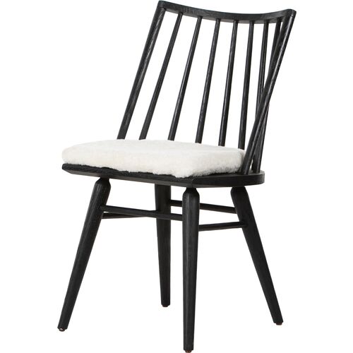 Brody Windsor Dining Chair, Black/Sheepskin 1 Brody Windsor Dining Chair, Black/Sheepskin