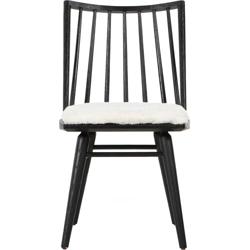 Brody Windsor Dining Chair, Black/Sheepskin 2 Brody Windsor Dining Chair, Black/Sheepskin
