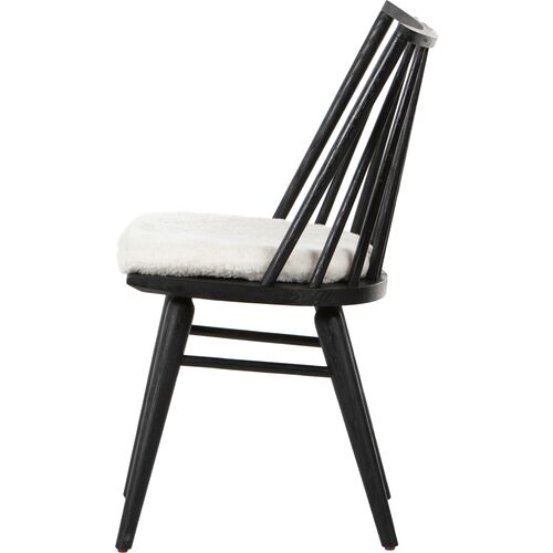 Brody Windsor Dining Chair, Black/Sheepskin 3 Brody Windsor Dining Chair, Black/Sheepskin