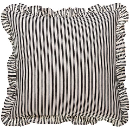 Nymara Thin Stripe Accent Pillow w/Ruffles, Black 1 Nymara Thin Stripe Accent Pillow w/Ruffles, Black